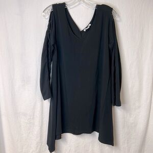 Simply Noelle Women’s Top Black Size L/XL Cold Shoulder Open Sleeve Crisscross